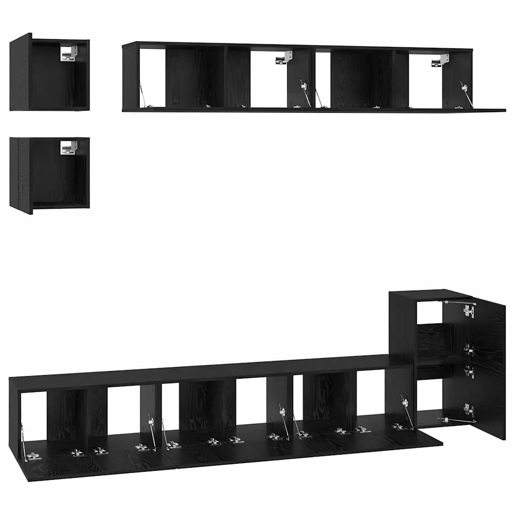 Set mobile TV 8 pcs Rovere Nero Legno multistrato 3393166