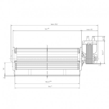 Ventola tangenziale EBM QLZ06/1800B39-2518H-140 Motore Destro