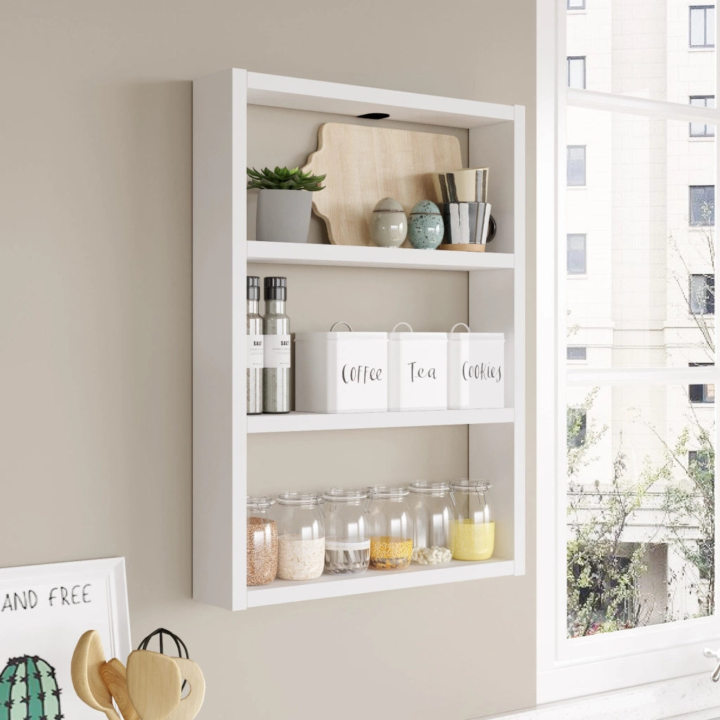 Mensola da parete in legno "PR1" - 43 x 9 x 60 cm - Bianco