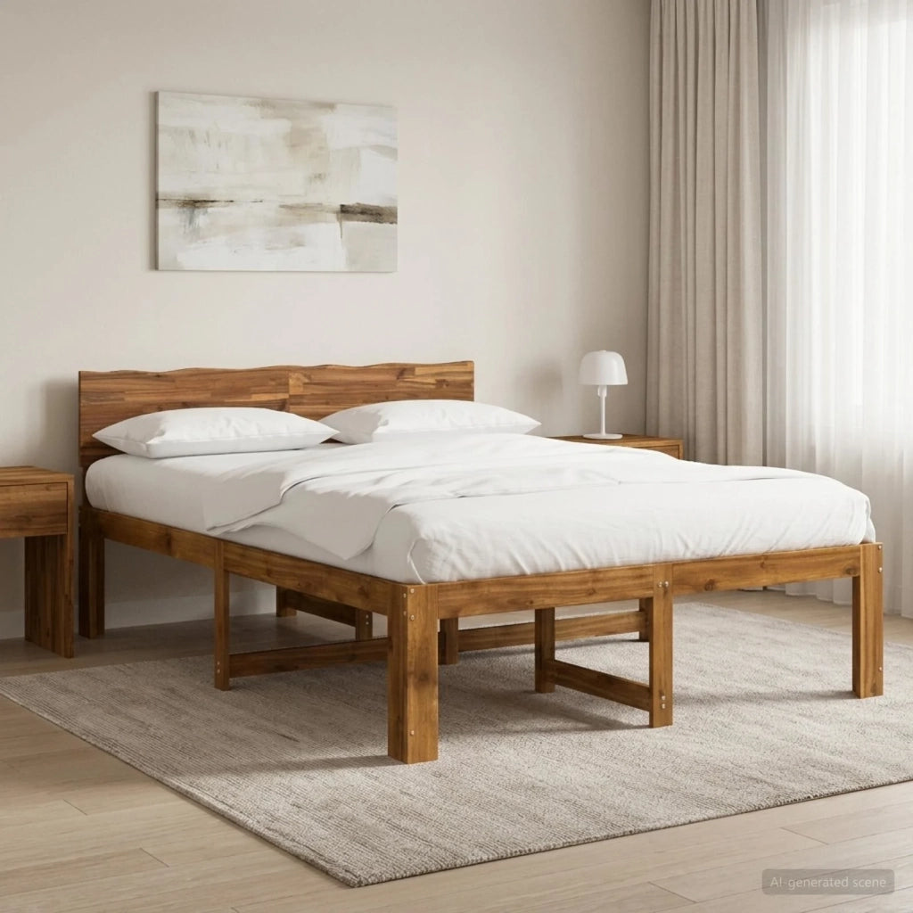 Letto matrimoniale con testiera ROSTOCK Naturale 140 x 190 cm 903450