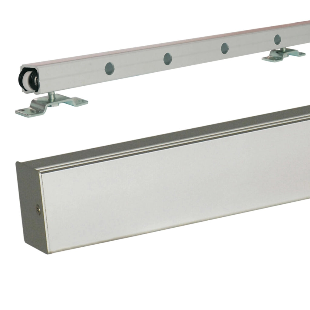 Porta scorrevole Athena Style Atelier En Enrobe Gris Clair Largeur 83 + Rail Alu Bandeau alu