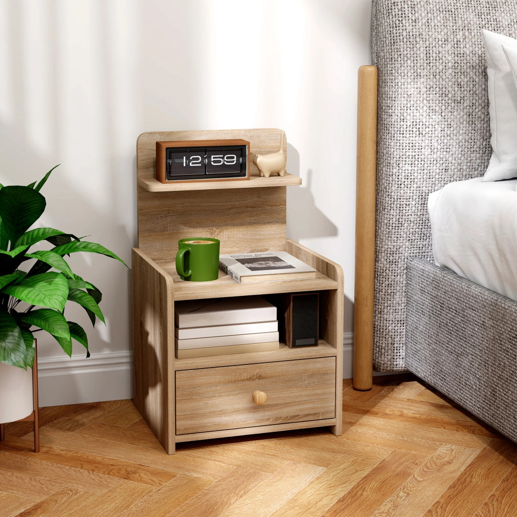 Tavolino da notte con cassetto ¨C Minimal ¨C Legno naturale 40x40x50