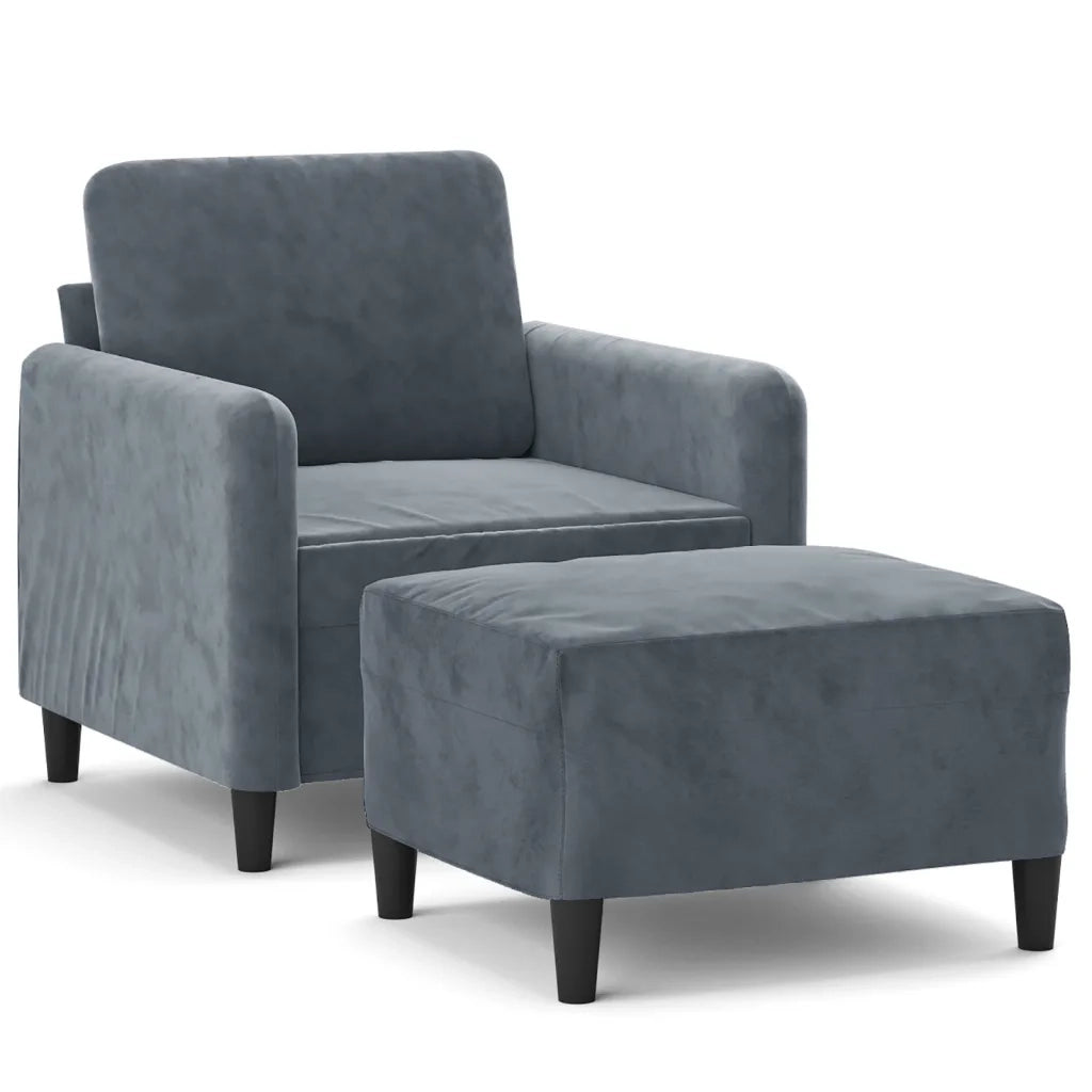 Poltrona con Poggiapiedi Grigio Scuro 60 cm in Velluto 3201165