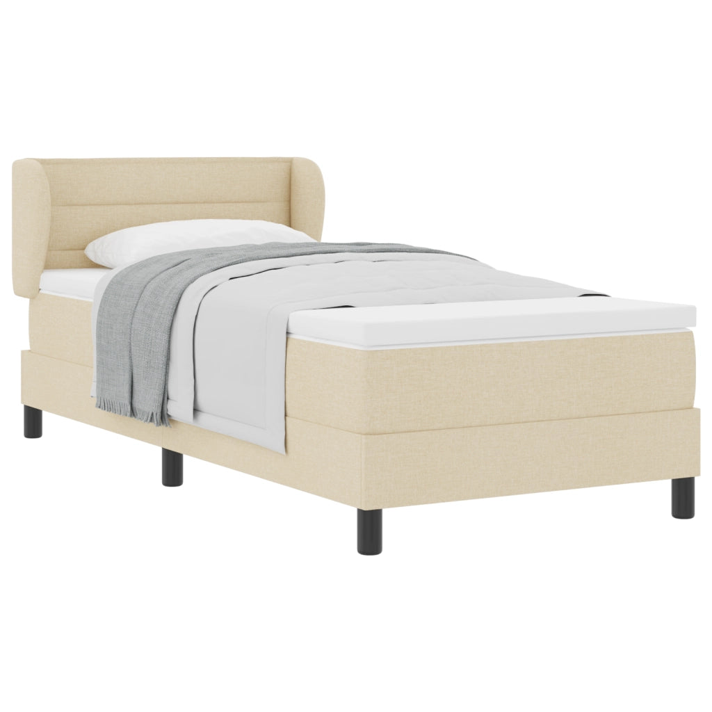 Letto Box Spring con Materasso in Crema - 90x190 cm Tessuto