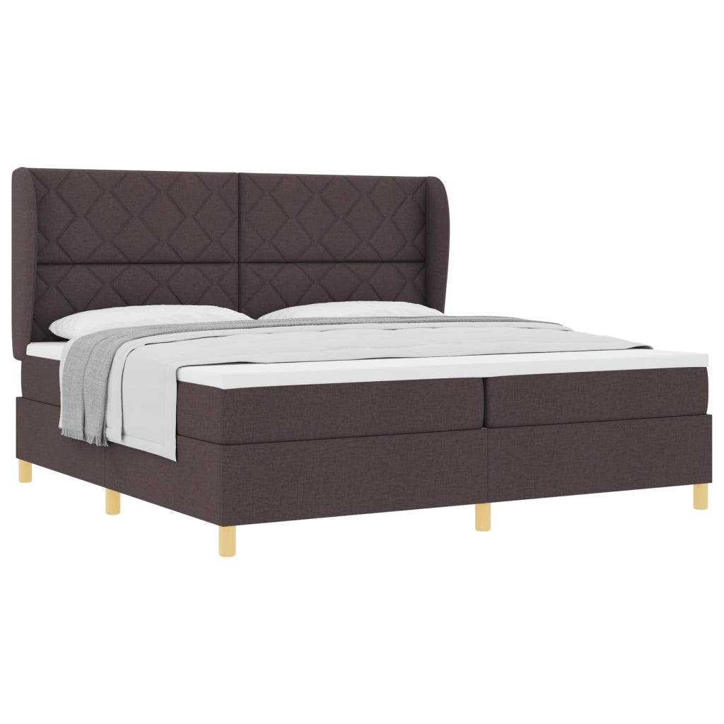 Letto Box Spring con Materasso Marrone Scuro 200x200 cm Tessuto