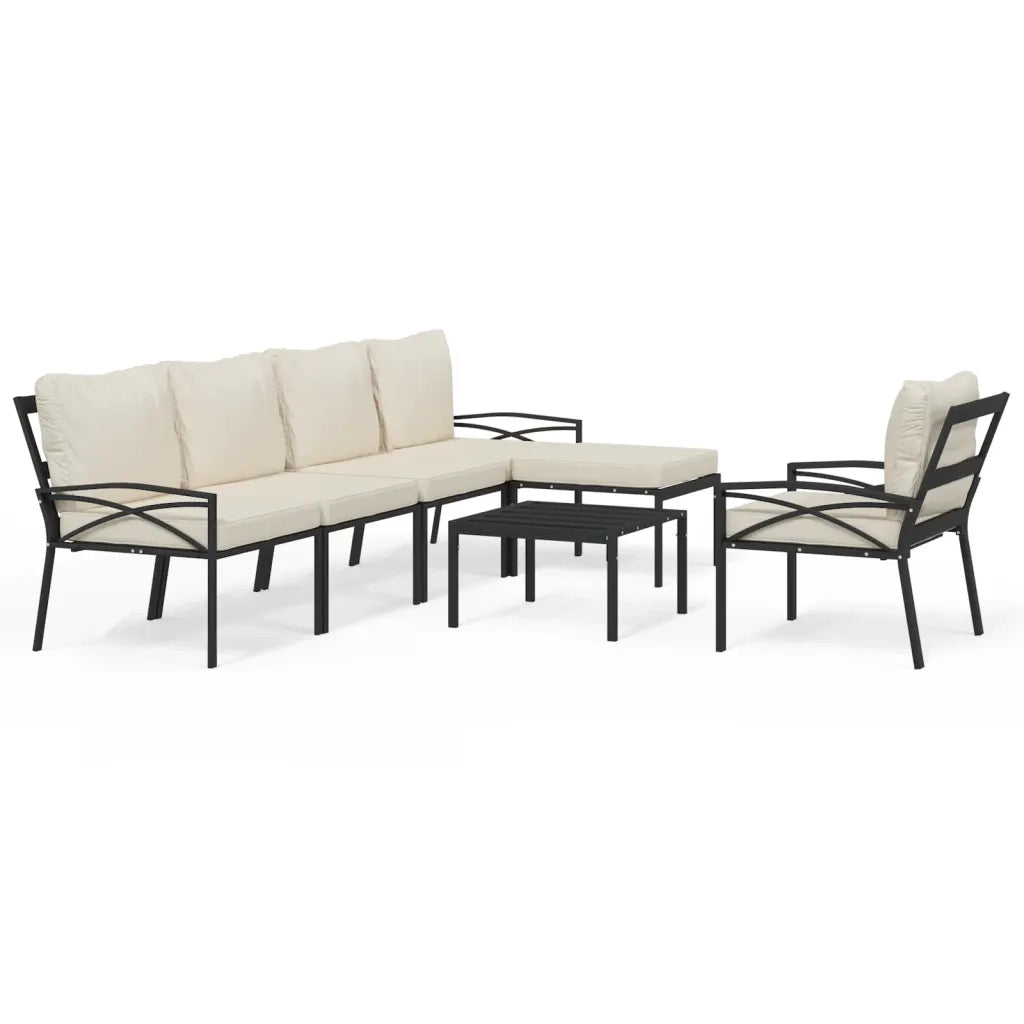 Set Salotto da Giardino 7pz con Cuscini Sabbia in Acciaiocod mxl 76722