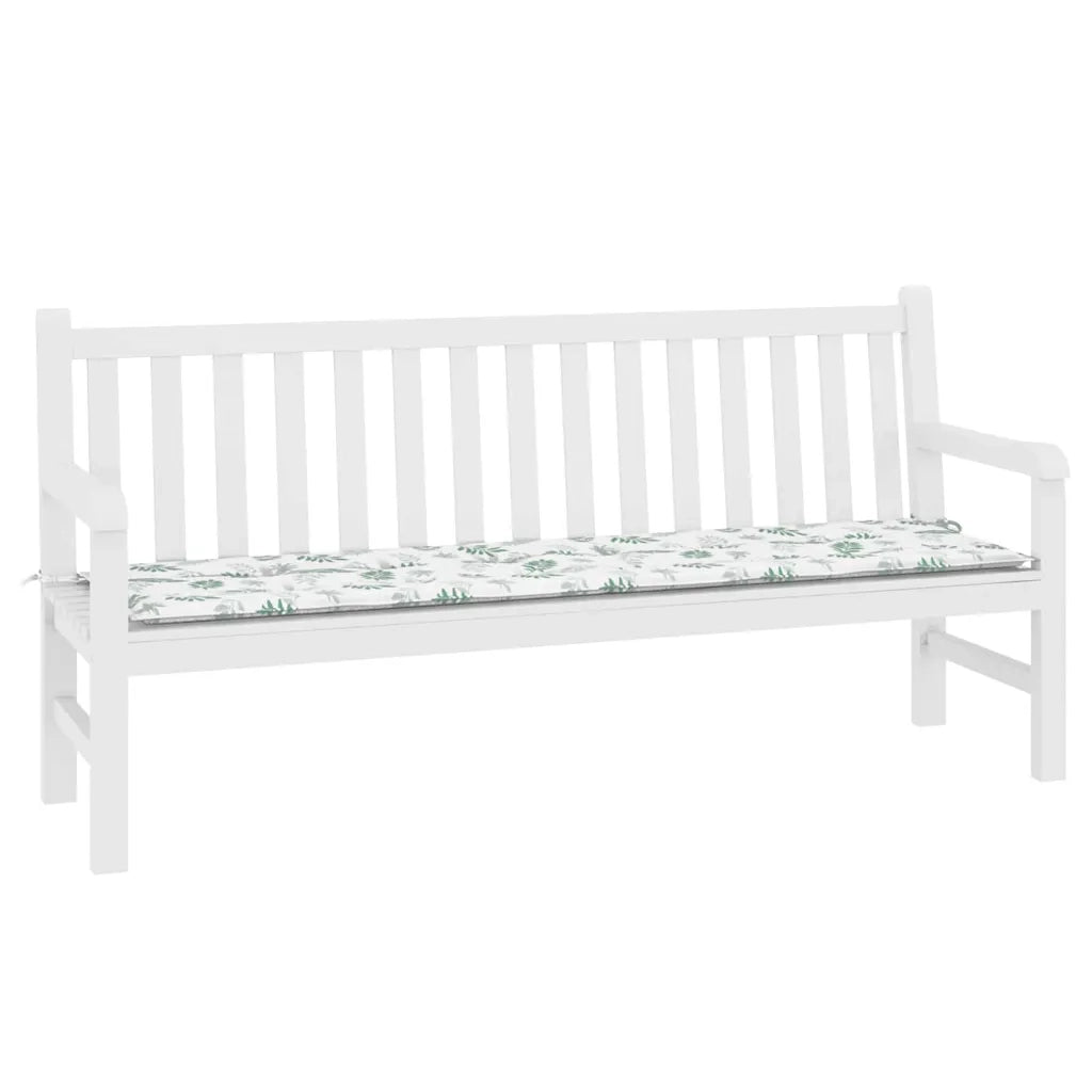 vidaXL Cuscino per Panchina da Giardino Bianco e verde 180 x 50 x 4 cm