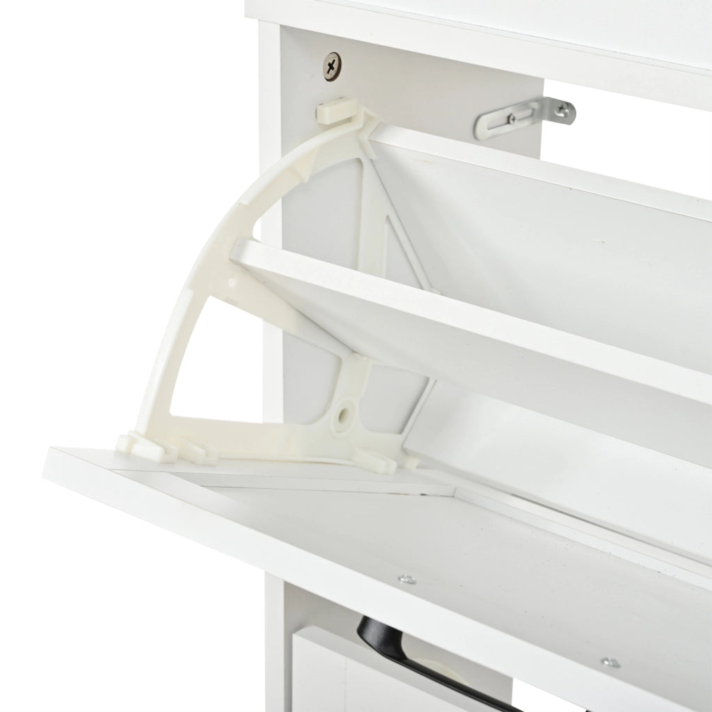 Scarpiera salvaspazio a 4 ante ribaltabili 105x24x83 cm in MDF bianco