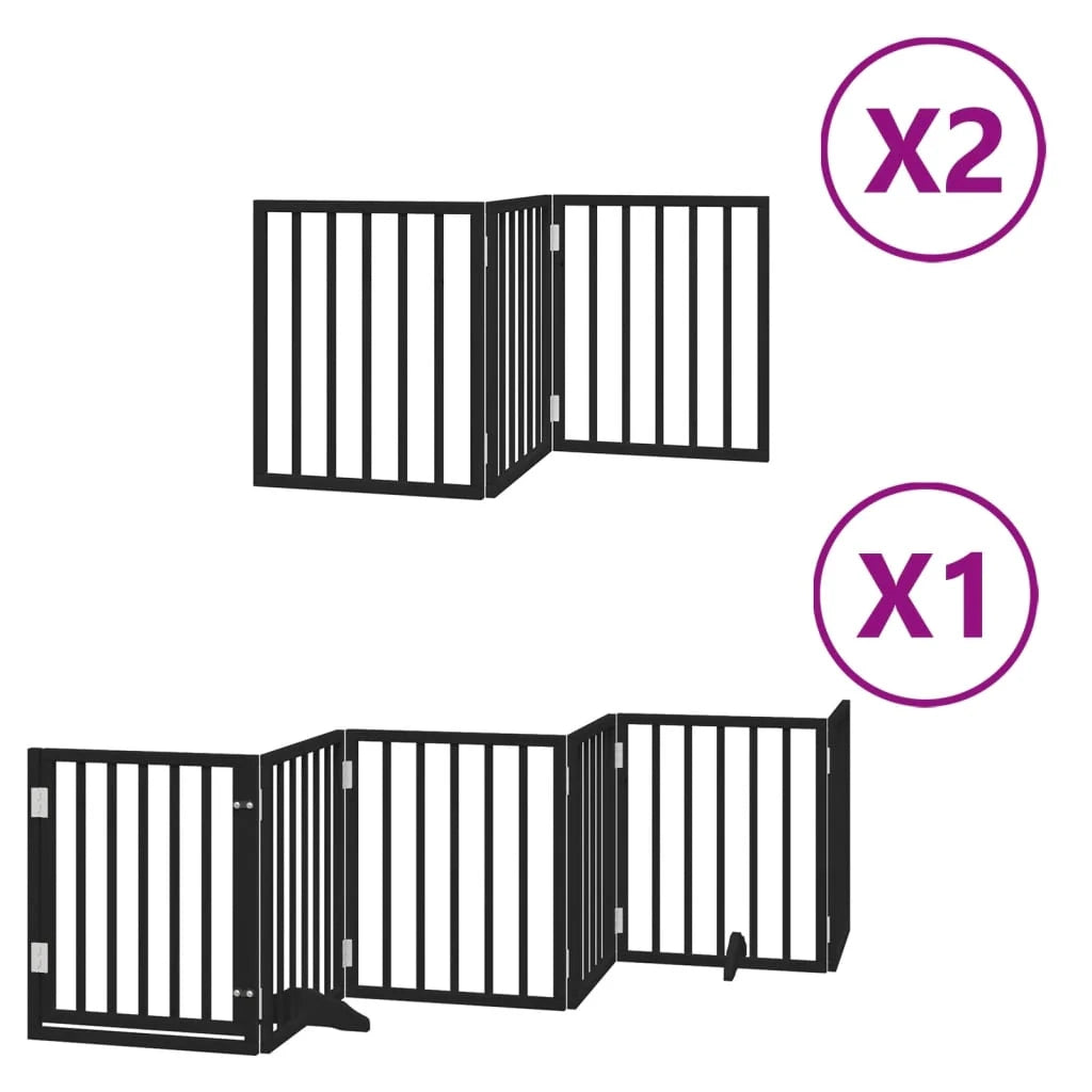 Cancelletto di sicurezza per animali domestici porta pieghevole 12 pannelli legno di pioppo nero 02_0023186
