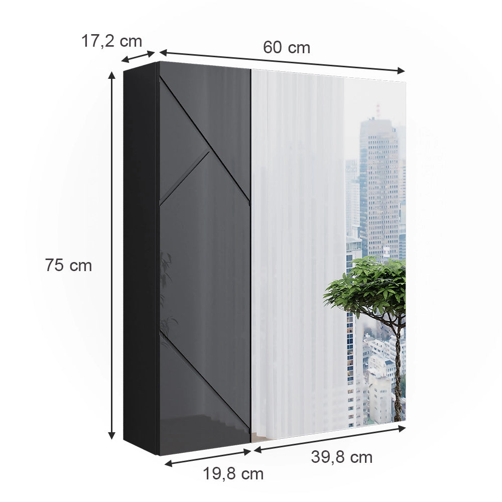 Vicco Mobile a specchio per il bagno Antracite/antracite lucido 60 x 75 cm