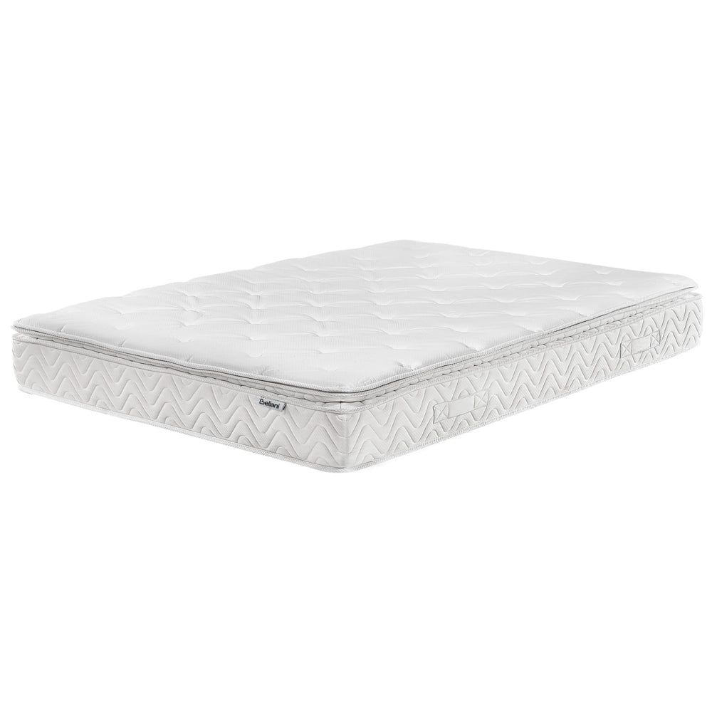 Materasso a molle insacchettate Tessuto di bambù bianco 160 x 200 cm5 zone Rivestimento sfoderabile medio rigido