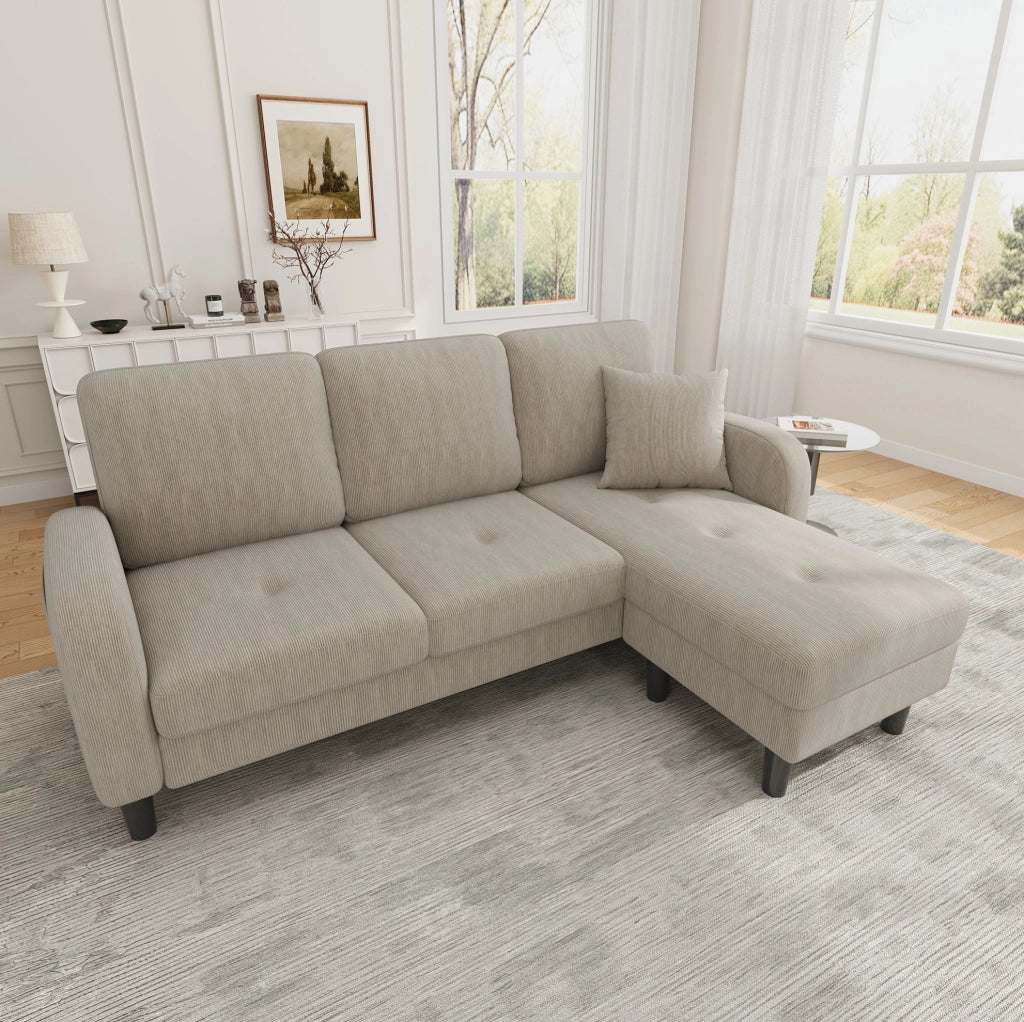 Divano angolare con chaise longue 166x118x77 cm; modulare; in corda; marrone grigio