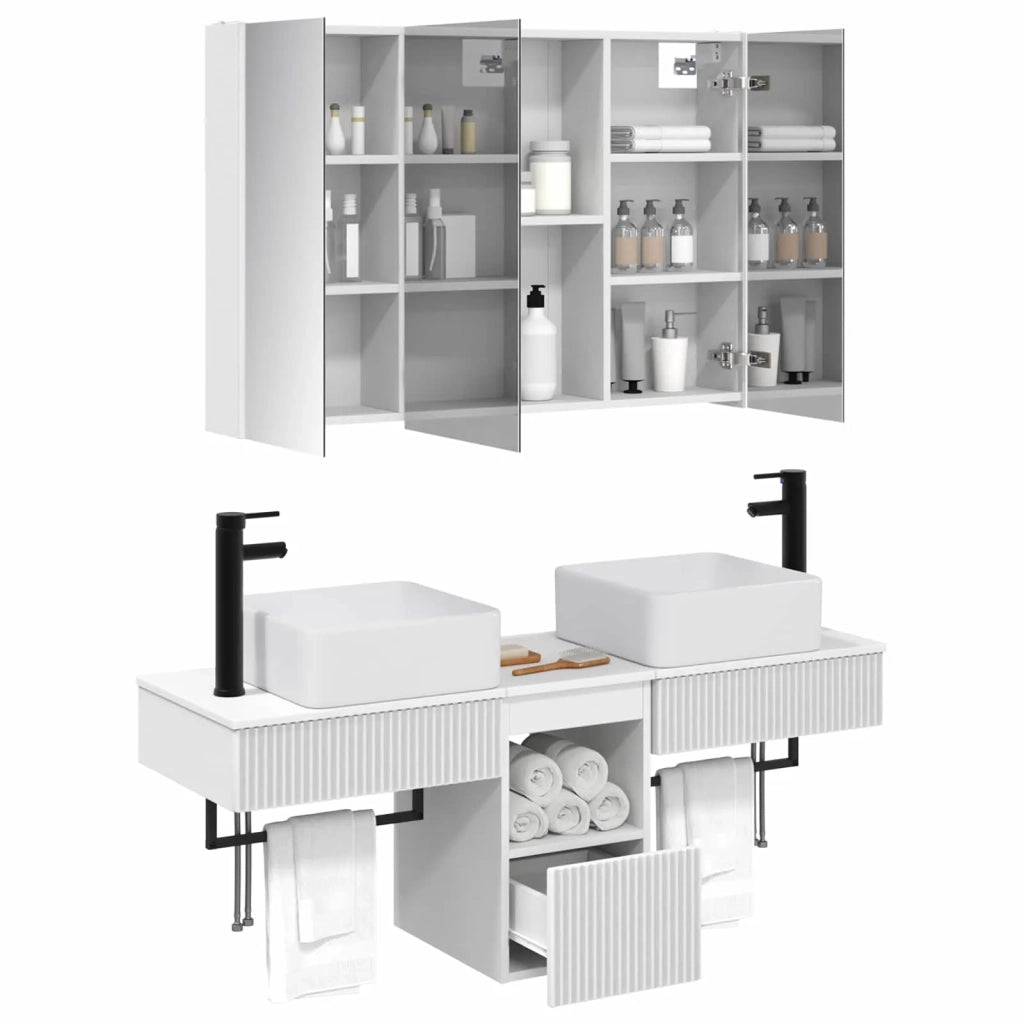 Set di Armadi da Bagno 4 pcs Bianco 103,5 x 15,5 x 70 cm 3406303