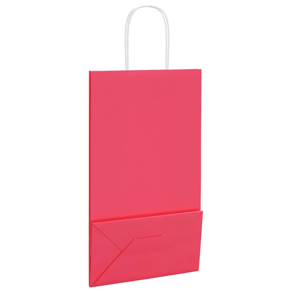 vidaXL Sacchetti di Carta 250 pz con Manici Rosa 21x11x36 cm