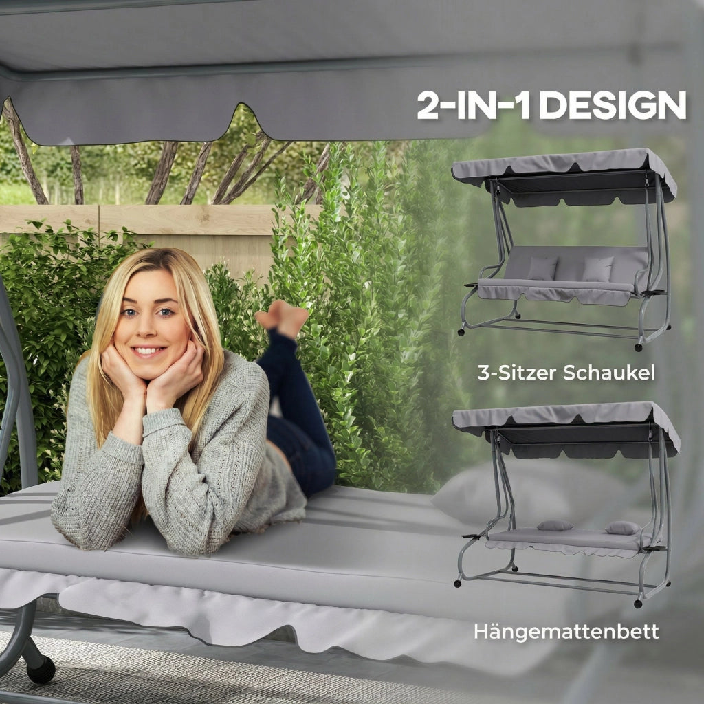 2-in-1 Tetto Inclinabile Multifunzione Alta Resistenza Carico 340kg 200×120×164cm Grigio
