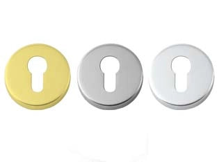 BOCCHETTA FORO YALE A PRESSIONE- - ø mm.45 foro yale in ottone cromato satinato - 2 pezzi