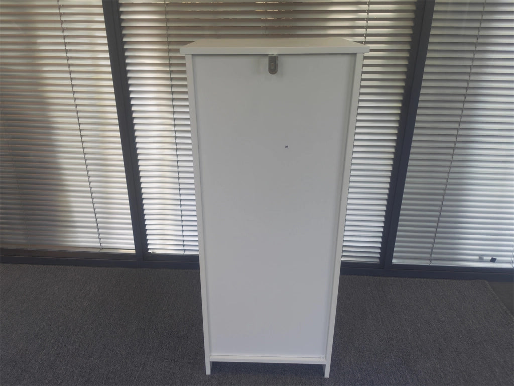 Armadietto da bagno con porta a lamelle e vano aperto, per bagno, in MDF e truciolare, bianco, 95.3 × 37.3 × 10.5 cm