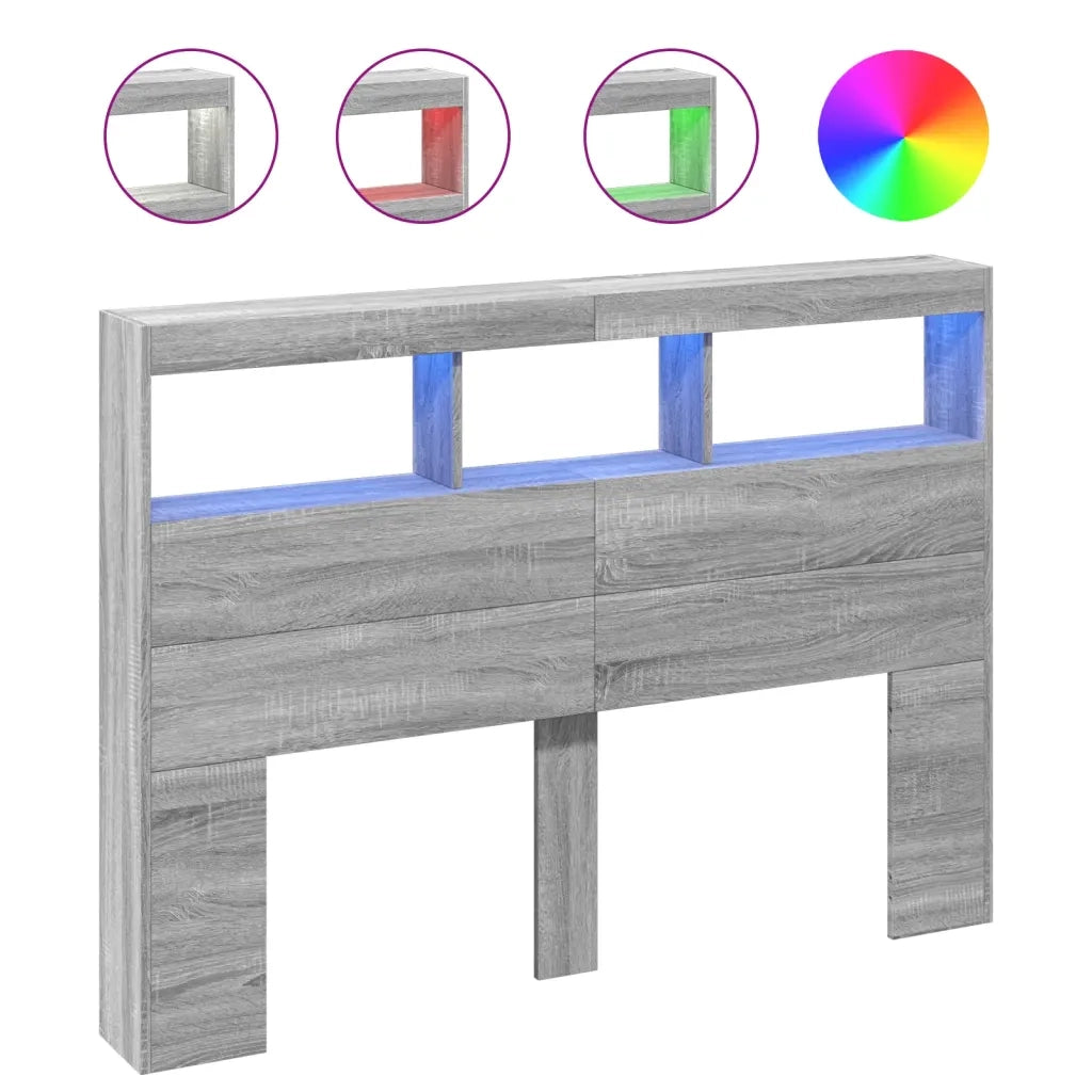 Testiera | Testata con Contenitore a LED Grigio Sonoma 140x17x102 cm