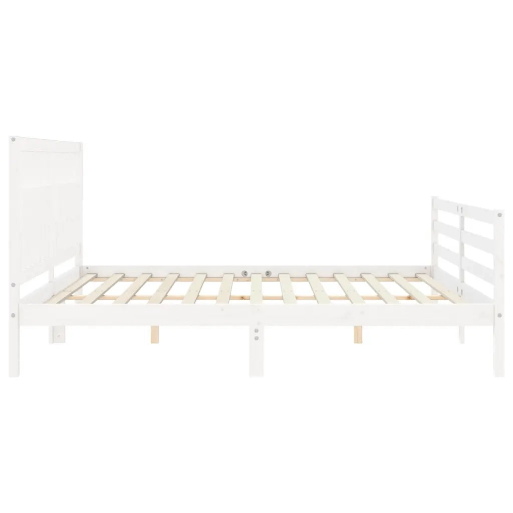 Giroletto con Testiera Bianco 200x200 cm in Legno Massello 3194332