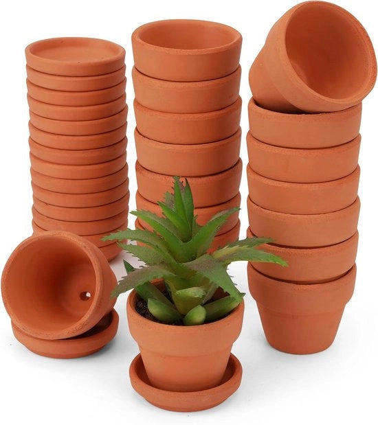 Set di vasi di terracotta per piante - Per interni - 16 pezzi - Con ciotole