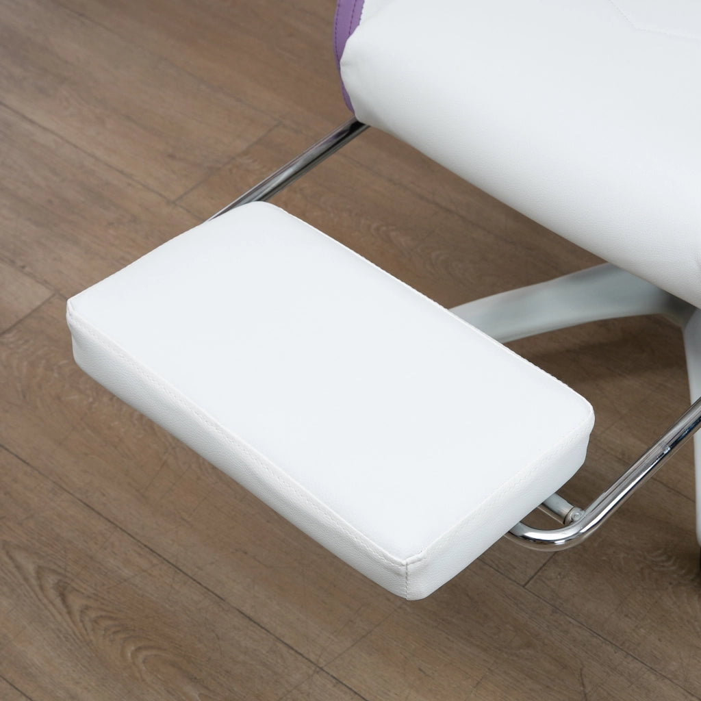 Sedia da Gaming con Schienale Reclinabile 65x65x121-129 cm in Finta Pelle PU Bianco e Viola
