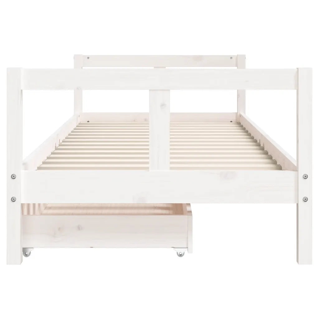 Giroletto Bambini | Letto Infantile | Lettino con Cassetti Bianco 80x200cm Massello di Pino