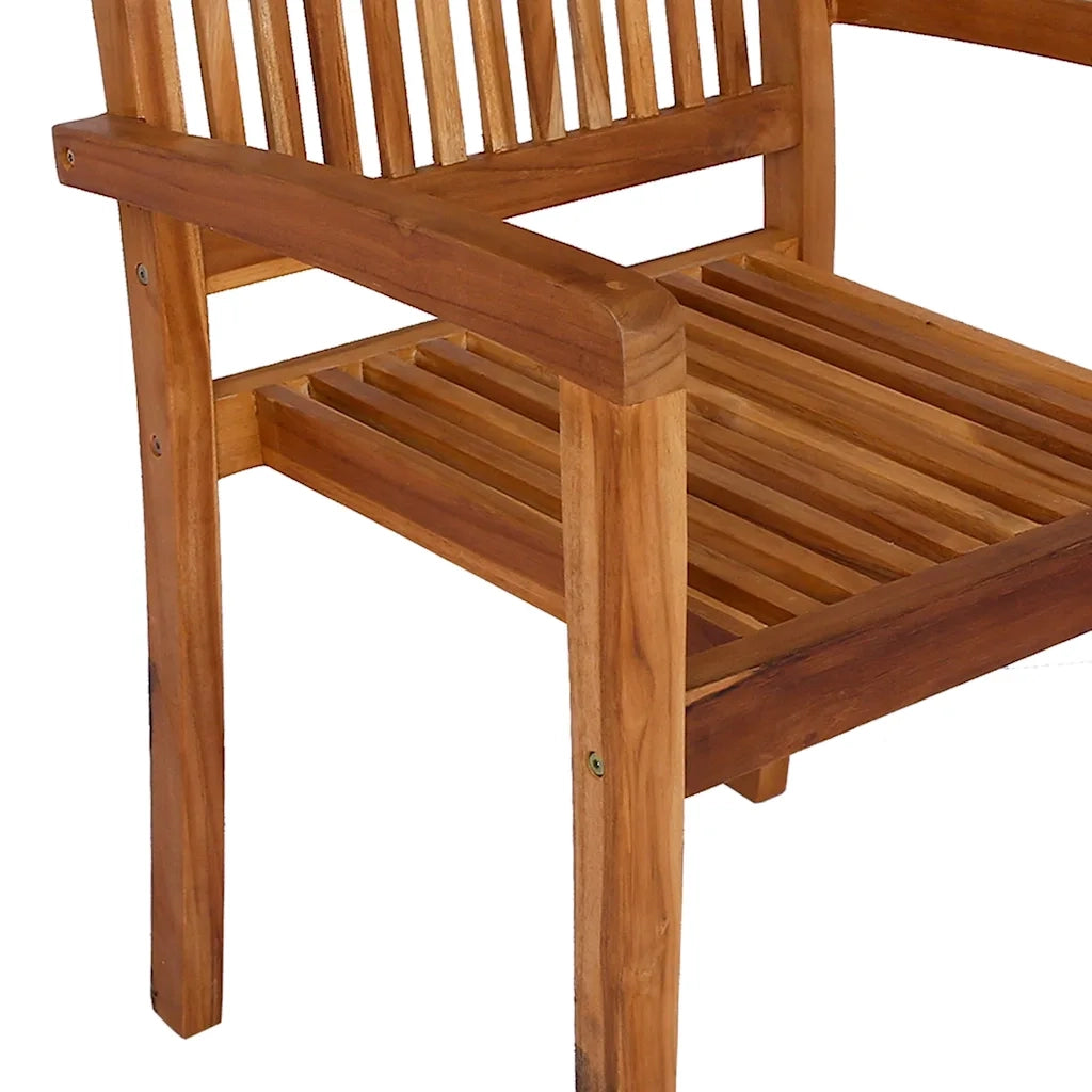 Sedie da Giardino Impilabili 2 pz in Legno Massello di Teak 49387