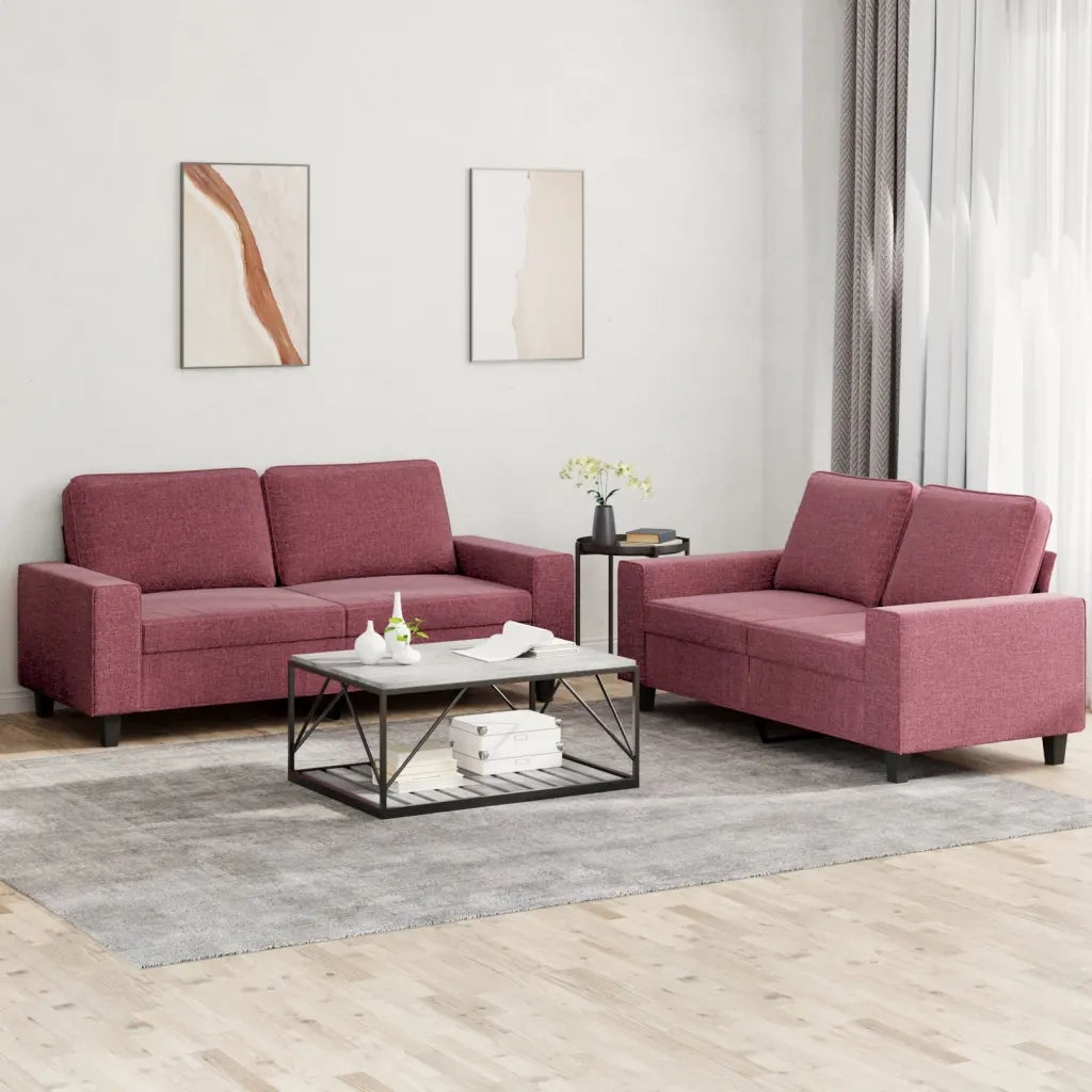 Set di Divani 2 pz Rosso Vino in Tessutocod mxl 83663