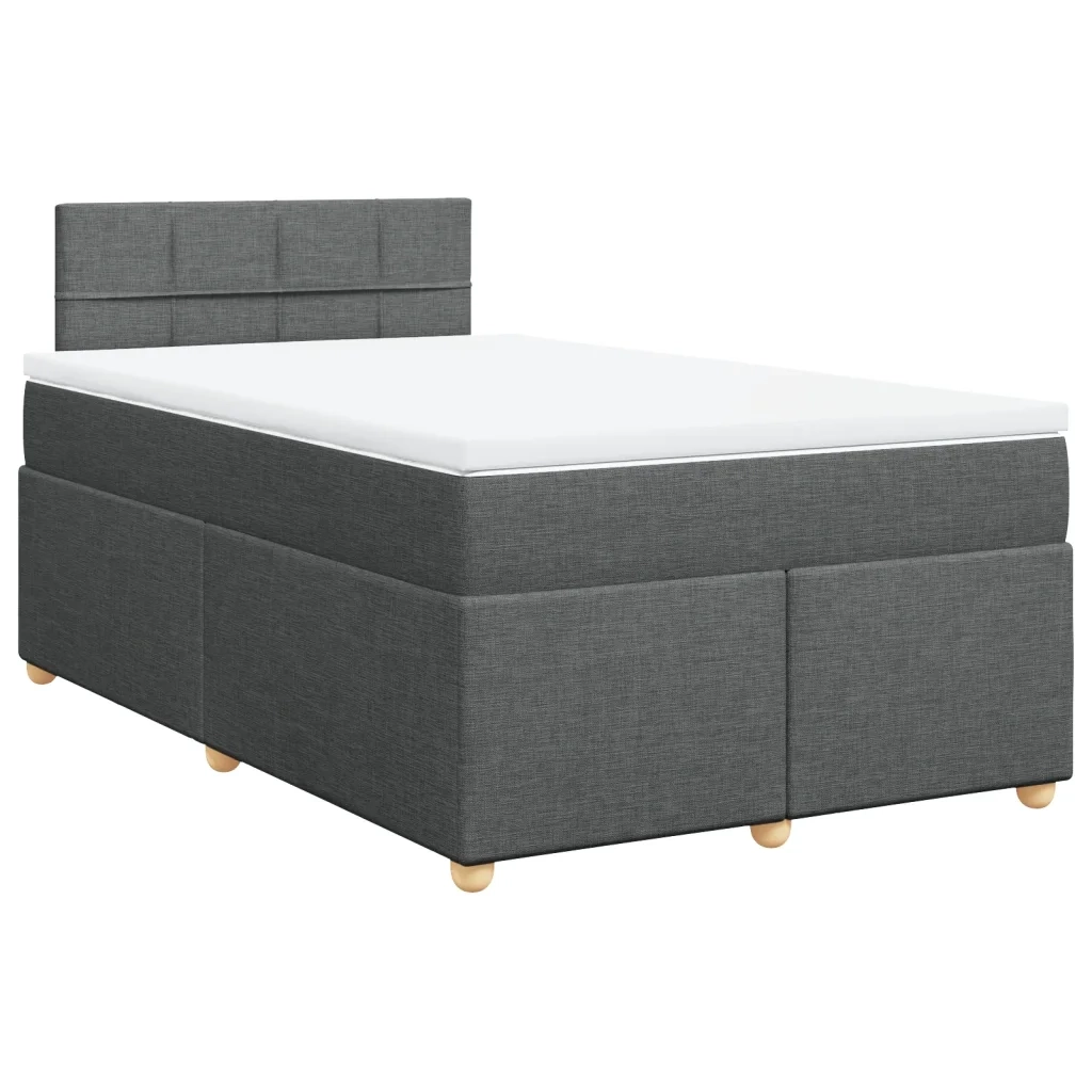 Giroletto a Molle con Materasso Grigio Scuro 120x200 cm Tessuto