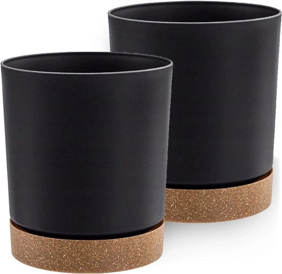 Set di Vasi Decorativi per Fiori - Insieme da 2 - Anthracite - Diametro 18 cm