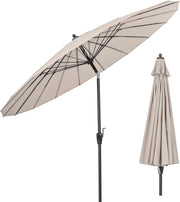 Ombrellone da Giardino Ø 265 cm, Ombrellone da Balcone Inclinabile e Pieghevole, Ombrellone da Spiaggia Antivento in Tessuto di Poliestere con 18 Costole, senza Base