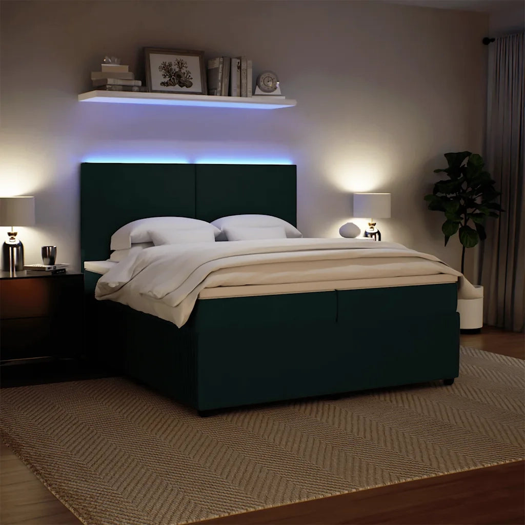 Giroletto a Molle con Materasso Verde Scuro 200x200 cm Velluto 3294727