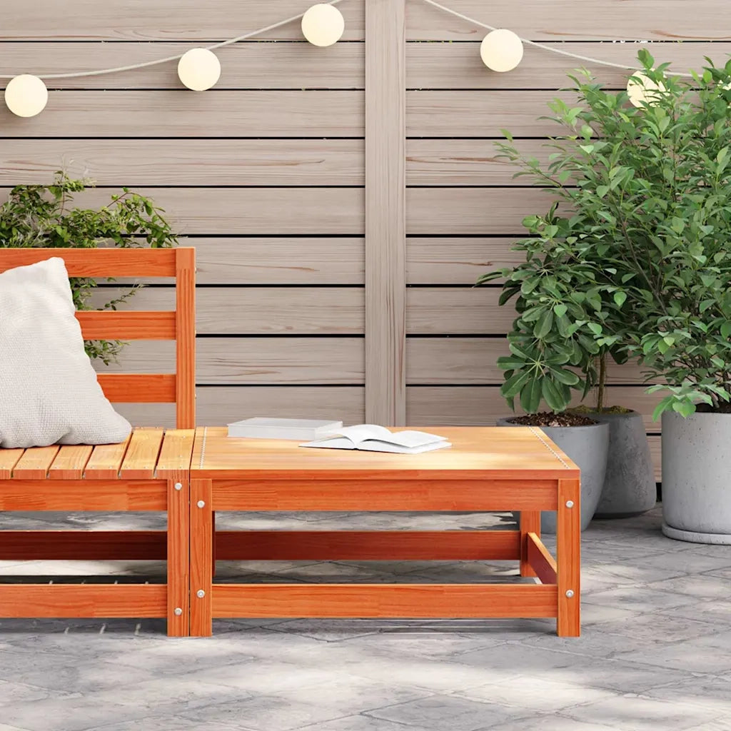 Sedia da giardino-Poggiapiedi da Giardino Marrone Cera 70x70x30 cm Massello Pino