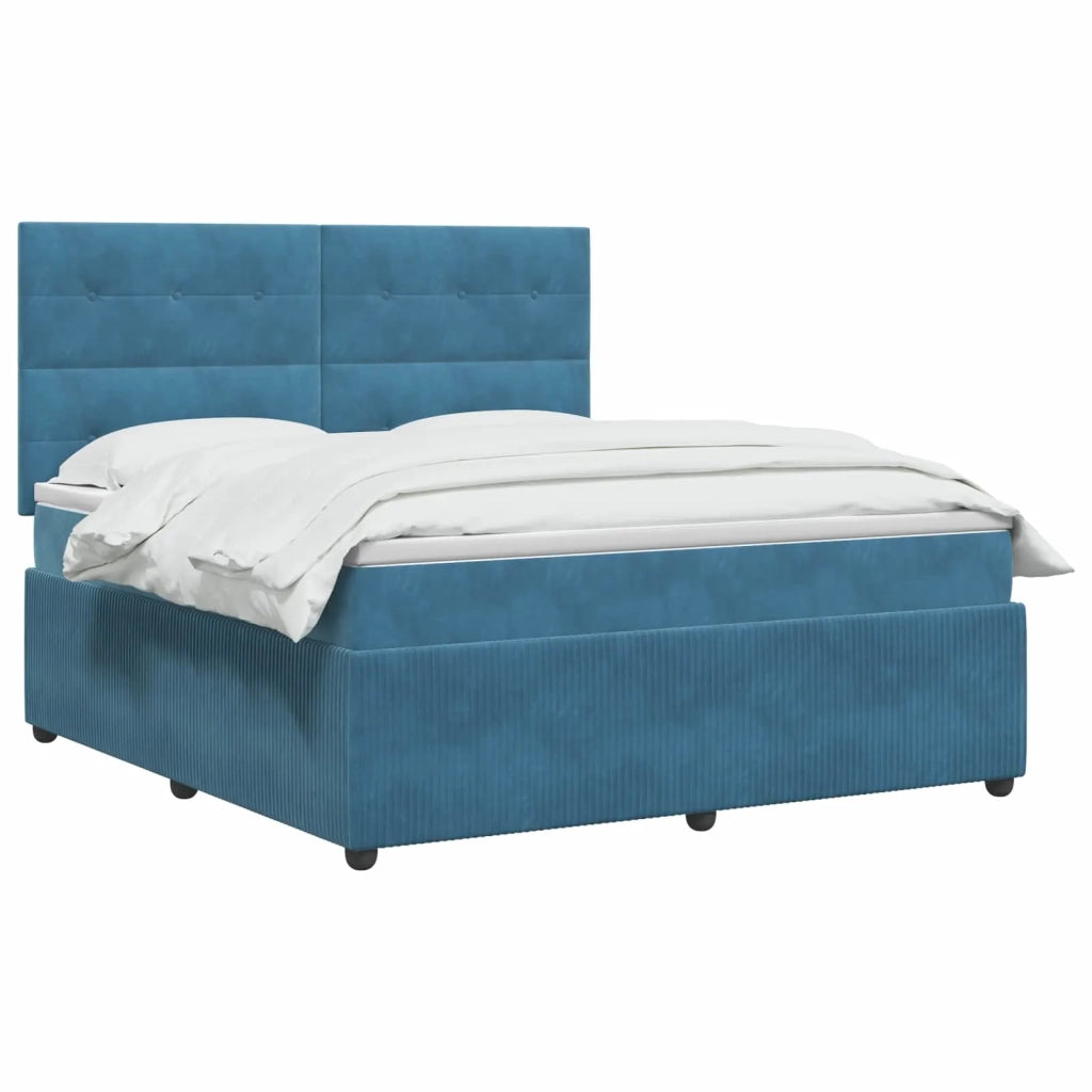 Letto box spring con materasso Blu 140 x 190 cm Velluto 3454605