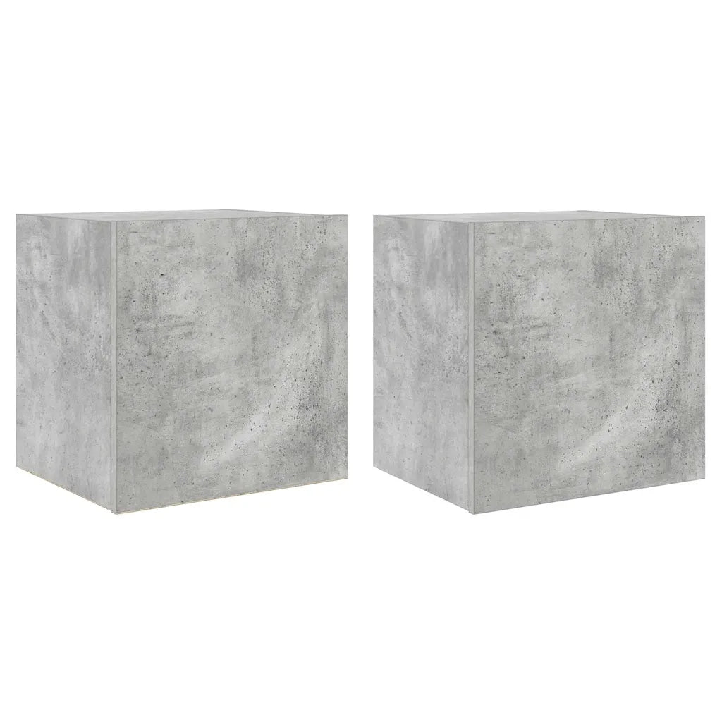 Mobili TV a Parete con Luci LED 2pz Grigio Cemento 40,5x35x40cm