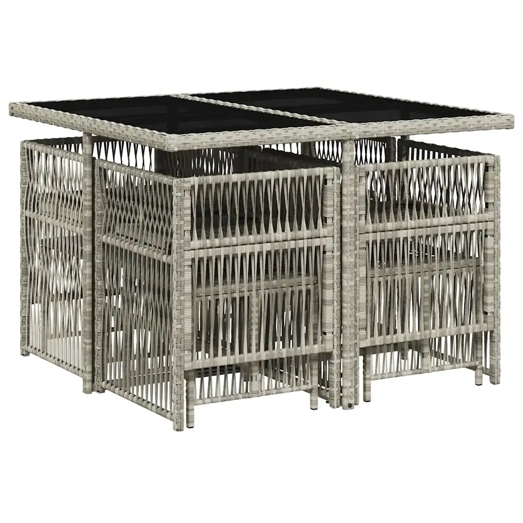 Set Pranzo da Giardino 9pz | Set Salotto da Giardino con Cuscini Grigio Chiaro Polyrattan