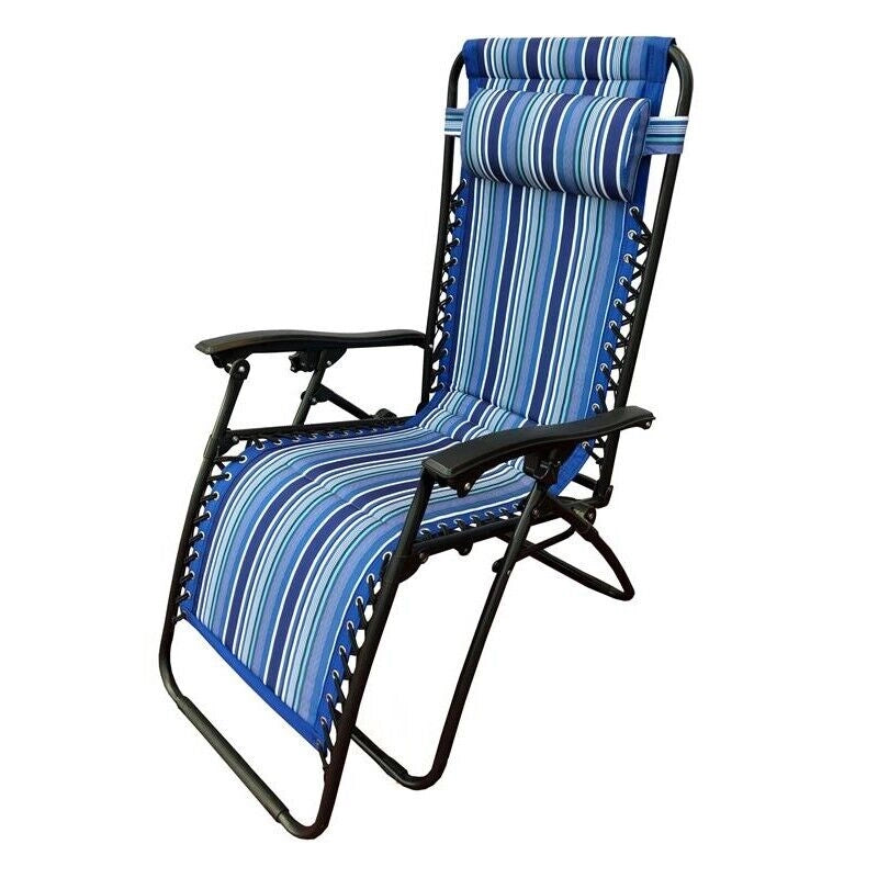 POLTRONA RELAX IMBOTTITA REGOLABILE RECLINABILE CON RIGHE BLU