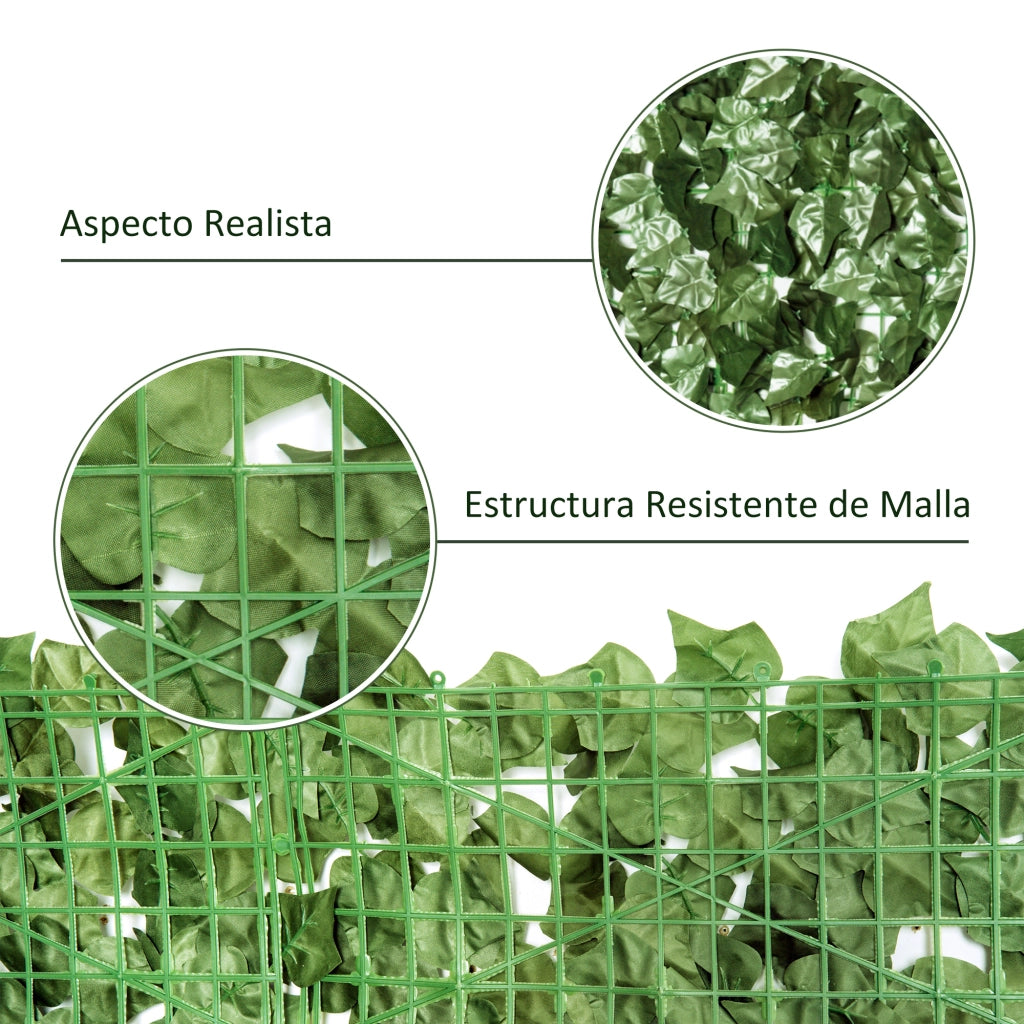EasyComfort Edera Finta per Balconi in PE Anti-UV, Rotolo Siepe Artificiale con Foglie, 240x100cm, Verde Scuro