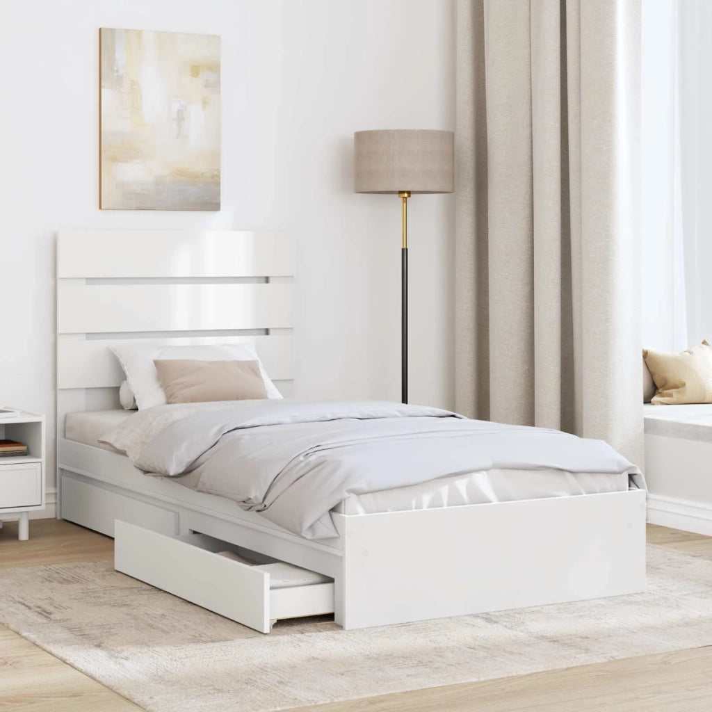 Letto con Contenitore Bianco 90 x 200 cm Legno multistrato