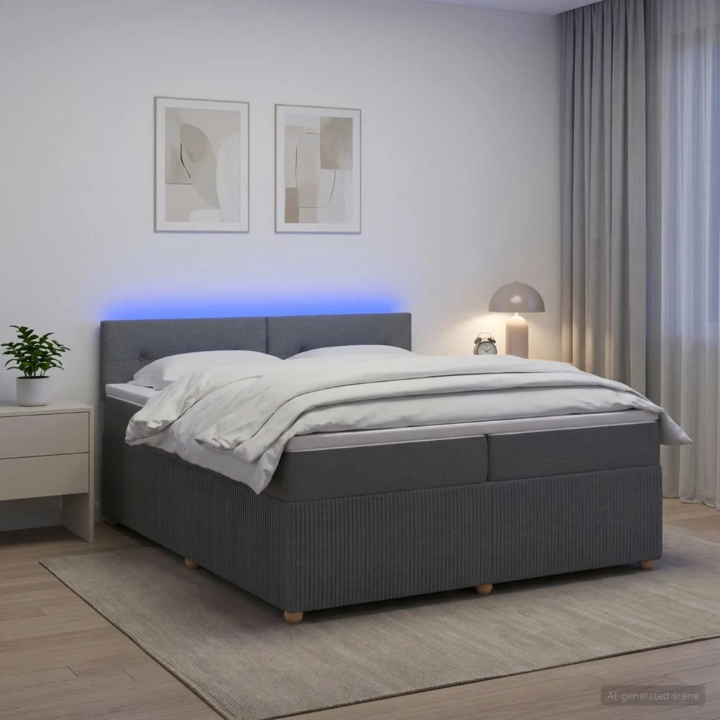Letto box spring con materasso Grigio Scuro 200 x 200 cm 3453010