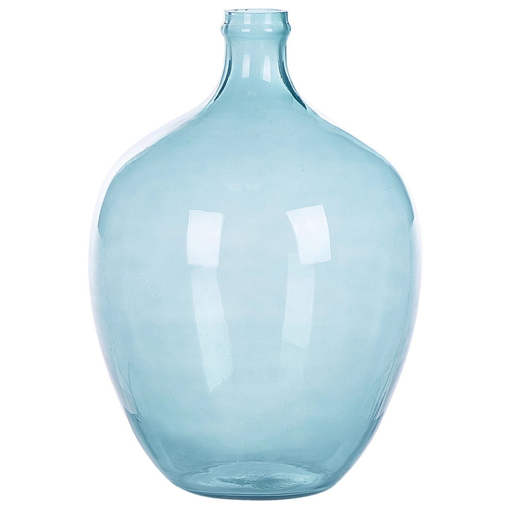 Vaso decorativo in vetro azzurro 39 cm decorativo fatto a mano rotondo a forma di bocciolo da tavolo Decorazione per la casa Design moderno