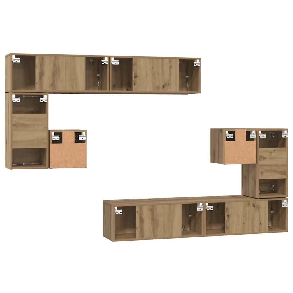 vidaXL Set mobile TV Montaggio a parete 8 pcs rovere artigianale