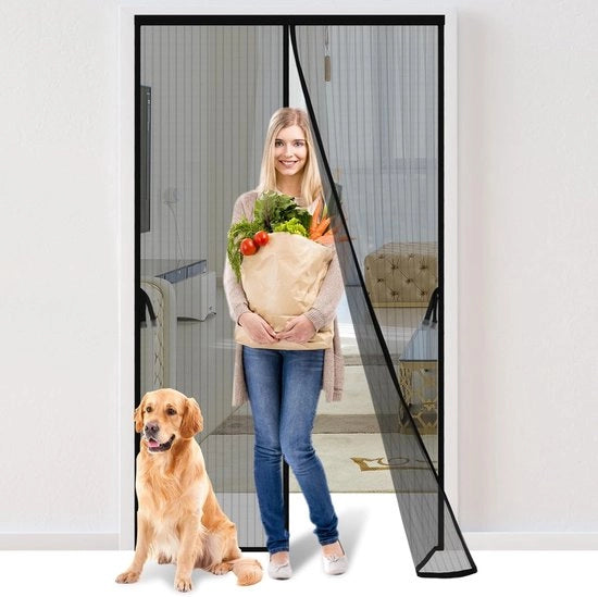 Porta magnetica - Misura della porta: 36 x 82 pollici - Misura del telaio: 39" x 83" - Separazione a vetro senza mani - Telaio robusto mantiene gli insetti fuori - Chiusura con cinturino di gomma - Adatto per animali domestici e bambini