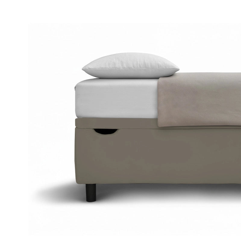 Letto imbottito Singolo 80x200 cm BoxMax - Similpelle,Cappuccino,Contenitore