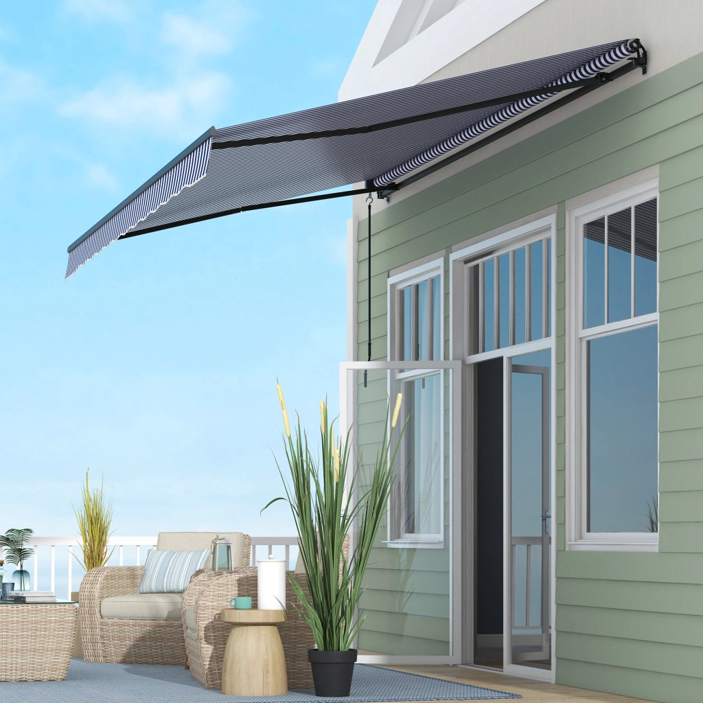 TENDA DA SOLE 396x300 cm Blu in poliestere con manovella