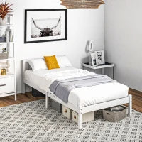 Struttura Letto In Legno Massello 90x190 cm Letto Singolo Con Testata E Sommier A Doghe Solido Per Bambini Adulti