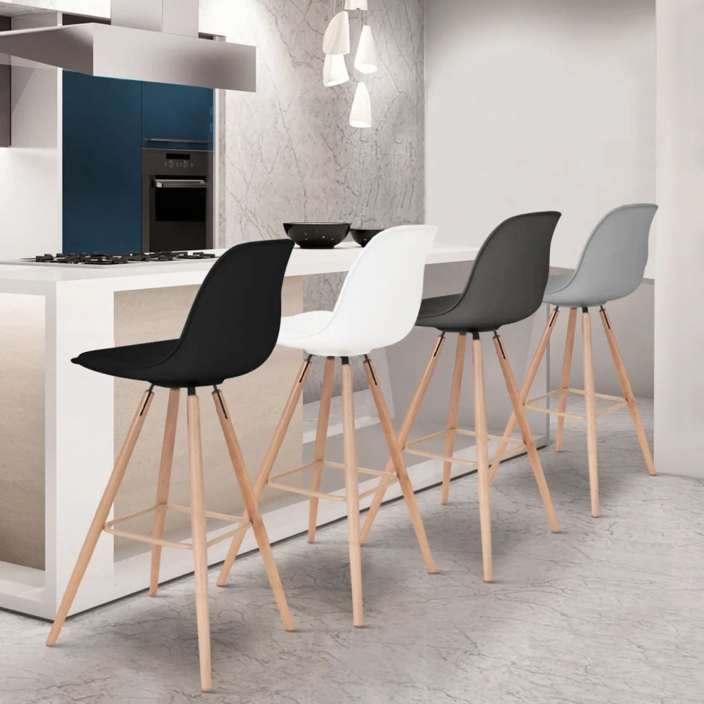 IDMarket - Set di 4 sgabelli da bar SARA in grigio scuro, grigio chiaro, bianco e nero