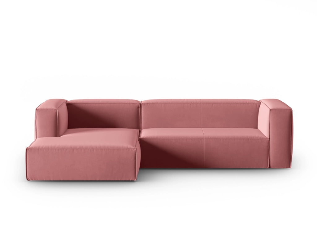Cosmopolitan Design - Divano angolare sinistro "Mackay" 4 posti in velluto salmone 