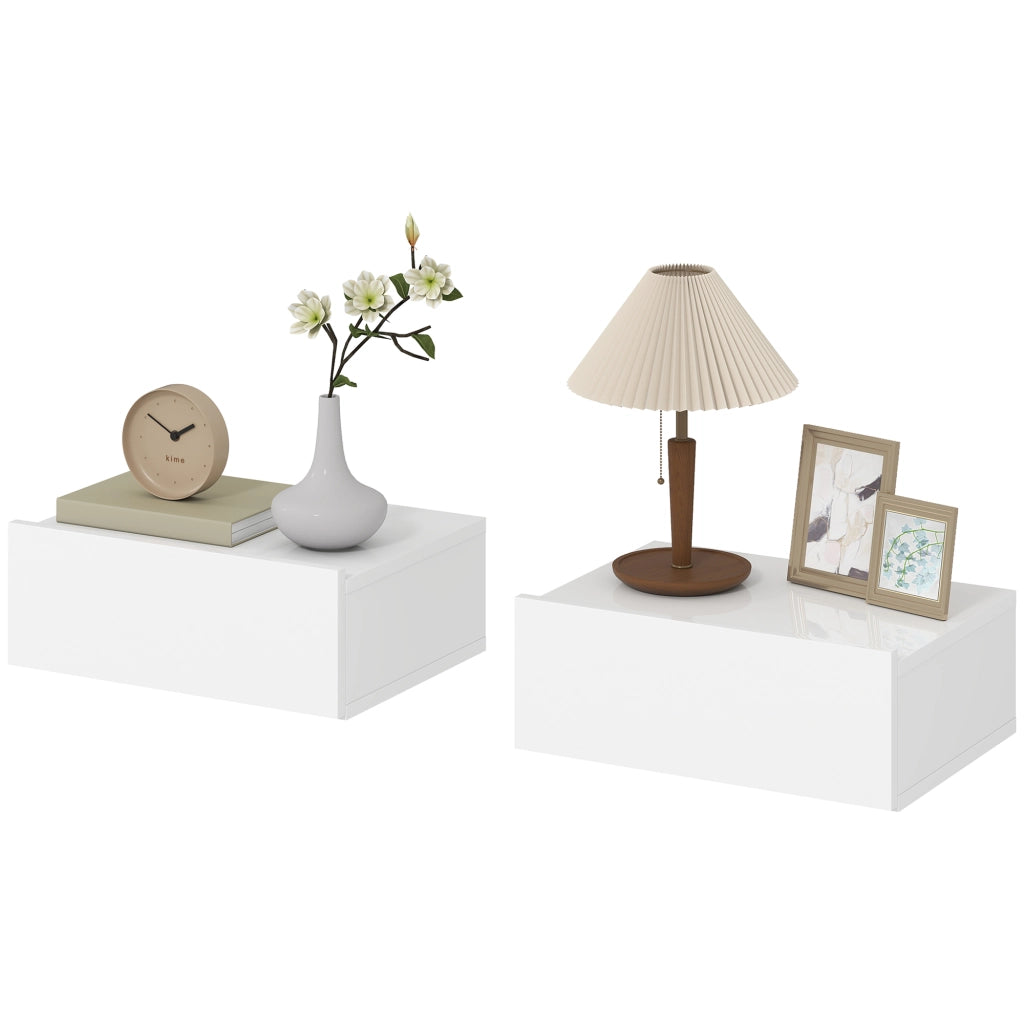 Comodino a sospensione con cassetto ¨C zephmum ¨C 40x30x15 cm bianco
