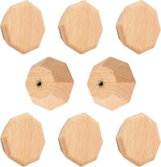 Set di 8 maniglie in legno naturale con viti - Maniglie per cassetti in legno per mobili cucina - Design a otto angoli